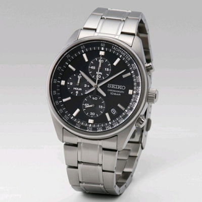 Pre-owned Seiko Chronograph Ssb379p1 Black Dial Quartz Watch Steel  Tachymeter 8t67 | ModeSens