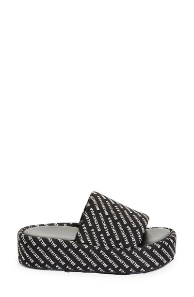 Shop Balenciaga Rise Platform Slide Sandal In Black/ White