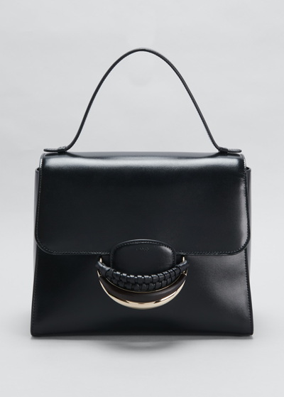 Shop Chloé Kattie Soft Leather Top-handle Bag In Black