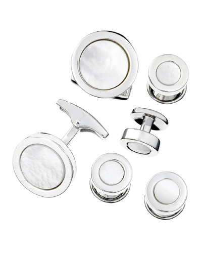 Shop Jan Leslie Men's 925 Round Mother-of-pearl Cufflink Stud Set