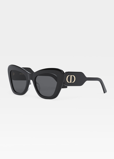 Shop Dior Logo Acetate Butterfly Sunglasses In 01a Shiny Black