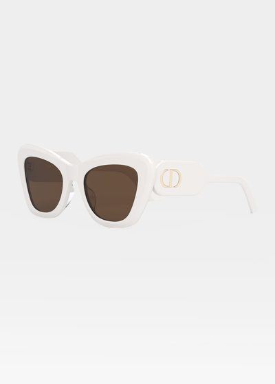 Shop Dior Logo Acetate Butterfly Sunglasses In Whiteblack Gradi