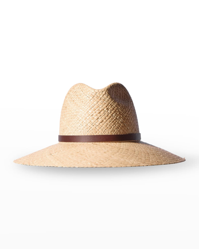 Shop Janessa Leone Dora Large-brim Raffia Fedora Hat In Natural