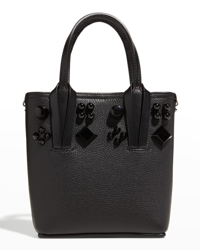 Shop Christian Louboutin Cabata Mini N/s Calf Empire Spikes Courones Bag In Black/black