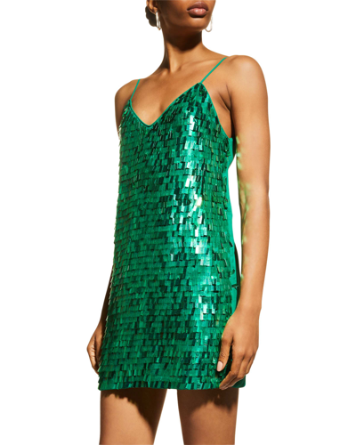 Shop Pinko Annalisa Sequin Mini Dress In Green