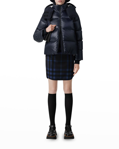 Shop Burberry Ganton Logo-print Puffer Jacket In Coal Blue