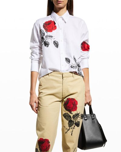 Shop Libertine Stone Roses Button Down Shirt In White