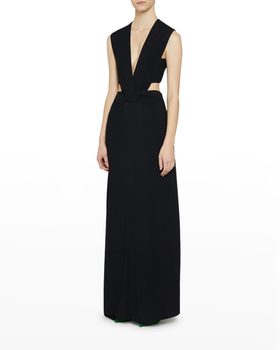Shop Victoria Beckham Plunging Twist Cutout Maxi Dress In Black