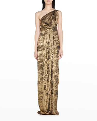 Shop Libertine Pyrite One-shoulder Gown In Gold