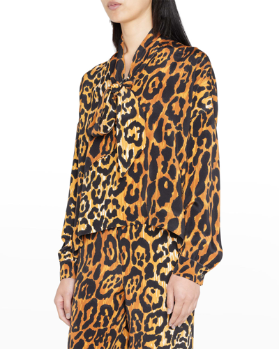 Shop Libertine Leopardo Tie Long-sleeve Blouse