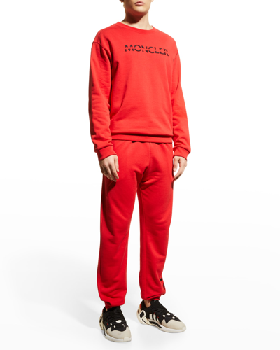 Shop Moncler Men's Side-logo Sweatpants In Red