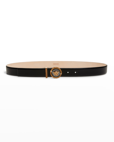 Shop Versace Biggie Medusa Belt In Black