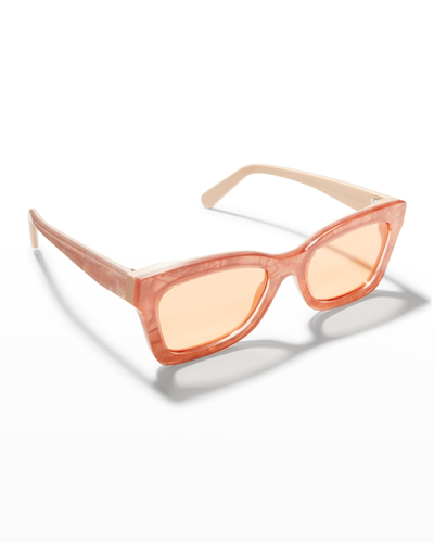 Shop Zimmermann Prima Acetate & Metal Cat-eye Sunglasses In Blush Pearl