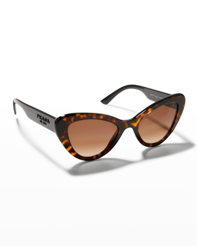 Shop Prada Two-tone Acetate Cat-eye Sunglasses In Brown Havana