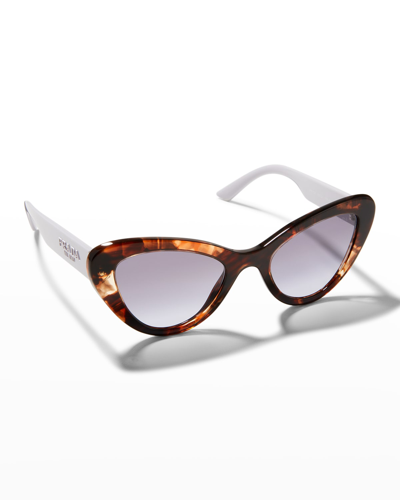 Shop Prada Two-tone Acetate Cat-eye Sunglasses In Havana
