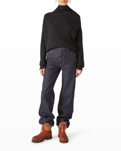 Shop Loro Piana Cubetto Mellbreak Asymmetric Cashmere Sweater In W000 Blue Navy