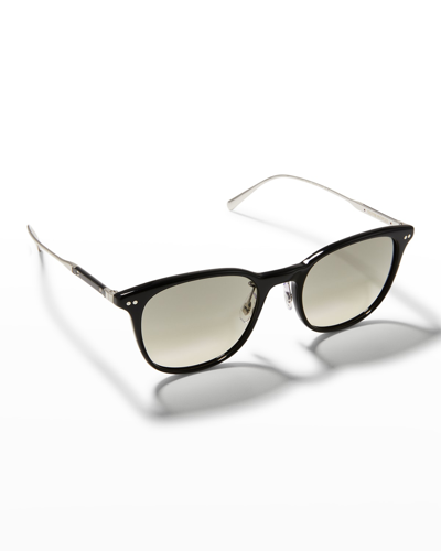 Shop Brunello Cucinelli Gerardo Oval Acetate & Metal Sunglasses In Black