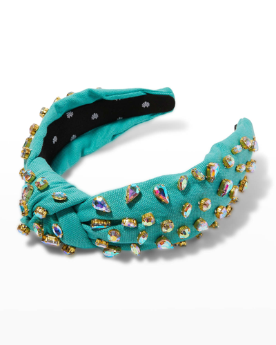 Shop Lele Sadoughi Knotted Candy Jeweled Headband In Turquoise