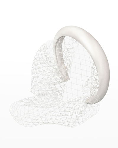 Shop Jennifer Behr Tori Padded Headband W/ Net Veil In Cream