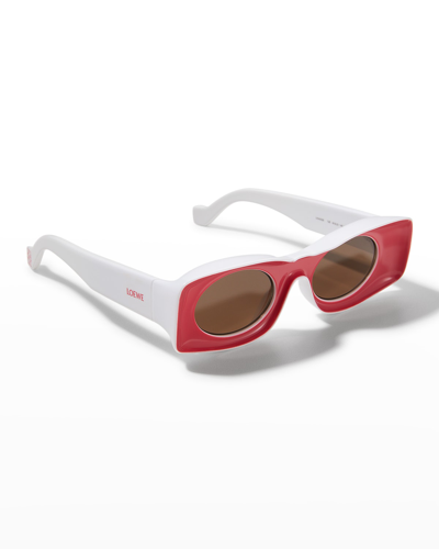 Shop Loewe Oval Injection Plastic Sunglasses In 72e Shiny Pink