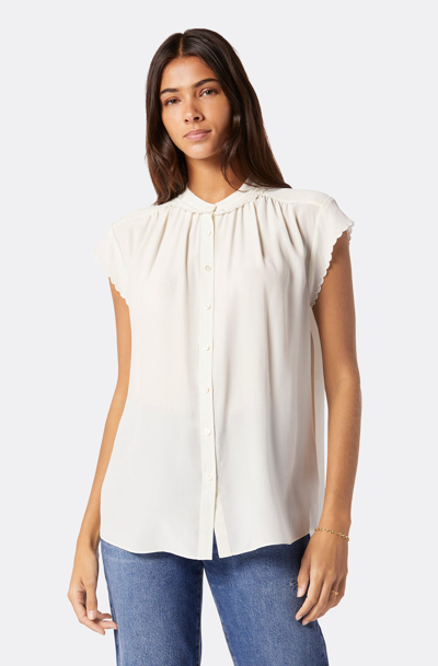 Shop Joie Calais Short Sleeve Silk Top In White