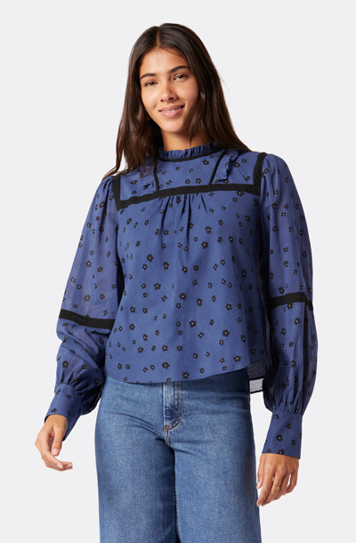 Shop Joie Duras Long Sleeve Cotton Top In Blue
