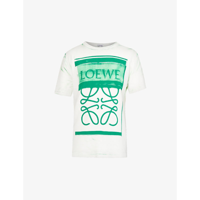 Loewe Anagram Graphic-print Cotton-jersey T-shirt In White Green