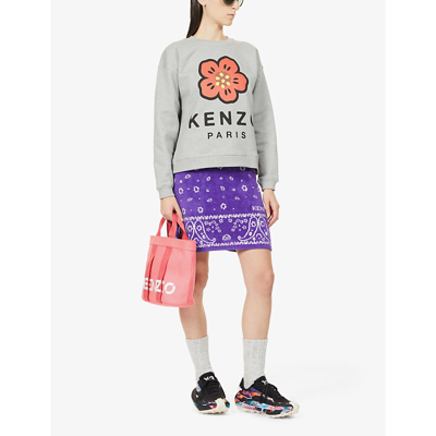 Shop Kenzo Flower-print Stretch-cotton Sweatshirt In Pearl Grey