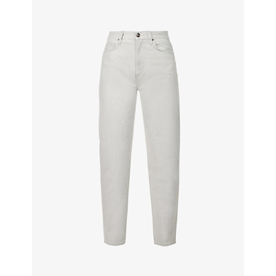 Shop Goldsign The Peg Tapered-leg Mid-rise Jeans In Powdered Grey