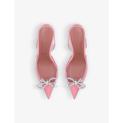 Shop Amina Muaddi Women's Pale Pink Rosie Glass Crystal-embellished Pvc Slingback Courts