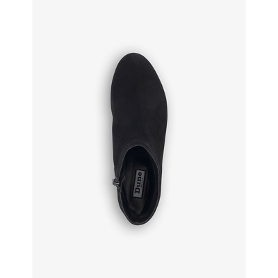 Dune Pippie Heeled Suede Ankle Boots In Black-suede