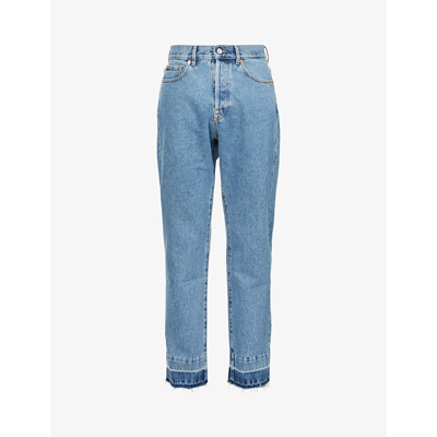 Shop Valentino Relaxed-fit Straight-leg Mid-rise Jeans In Medium Blue Denim