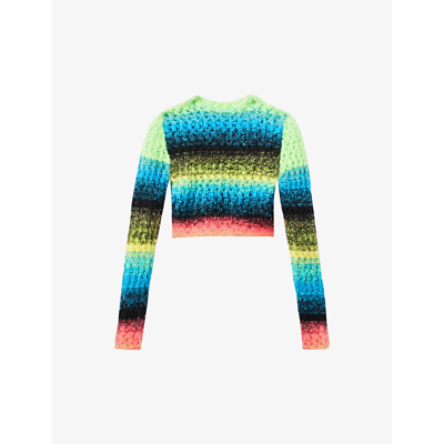 Shop Agr Striped Long-sleeve Stretch-knit Top In Multi