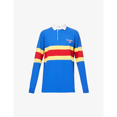 Shop Polo Ralph Lauren Brand-embroidered Regular-fit Cotton-jersey Rugby Polo Shirt In Sapphire Star Multi