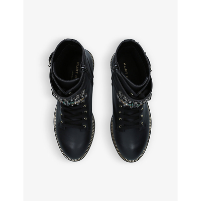 Shop Kurt Geiger London Women's Black Sutton Eye-embellished Leather Boots