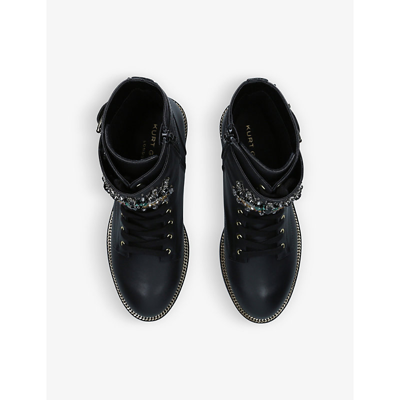 Kurt Geiger Hackney Buckle-embellished Leather Ankle Boots In Black