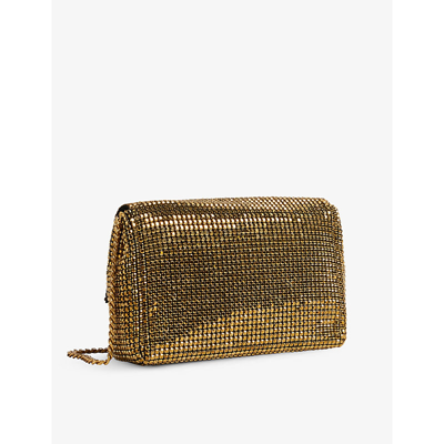 Shop Ted Baker Women's Gold Gliters Crystal-embellished Woven Cross-body Bag
