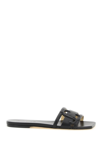 Jimmy Choo Black Laran Flat Slip-on Sandals In Black