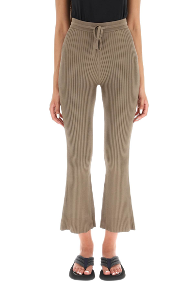 Nanushka Ribbed Knitted Cropped Trousers In Brown