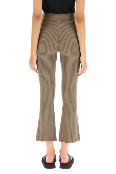 Nanushka Ribbed Knitted Cropped Trousers In Brown