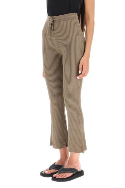 Nanushka Ribbed Knitted Cropped Trousers In Brown