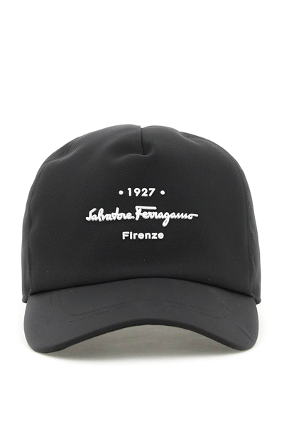 Shop Ferragamo Salvatore  Nylon Baseball Cap In Black