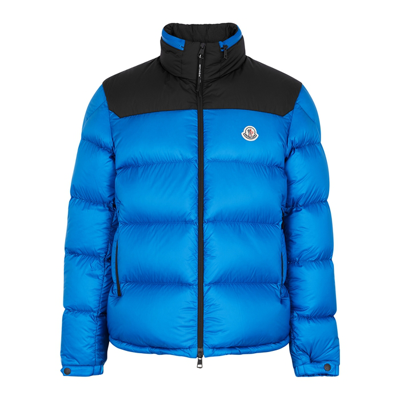 Shop Moncler Peuplier Blue Quilted Shell Jacket