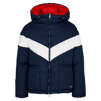 Shop Valentino Navy Panelled Quilted Shell Jacket