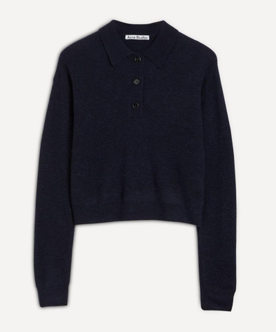 Acne Studios Alpaca-blend Polo-sweater In Dark Navy