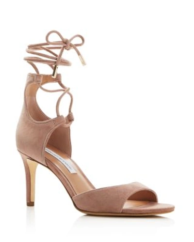Shop Diane Von Furstenberg Rimini Ankle Lace Up Open Toe Sandals In Powder