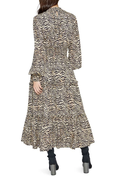 Shop Lost + Wander Can't Be Tamed Long Sleeve Maxi Dress In Black Gold Zebra