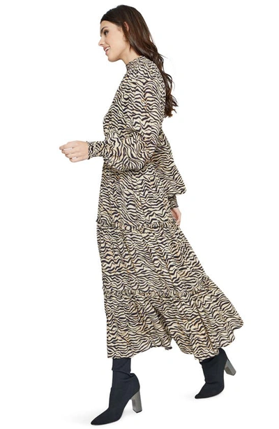 Shop Lost + Wander Can't Be Tamed Long Sleeve Maxi Dress In Black Gold Zebra