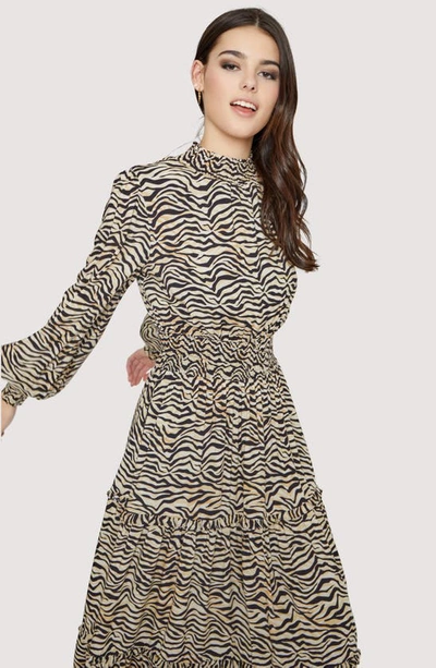 Shop Lost + Wander Can't Be Tamed Long Sleeve Maxi Dress In Black Gold Zebra