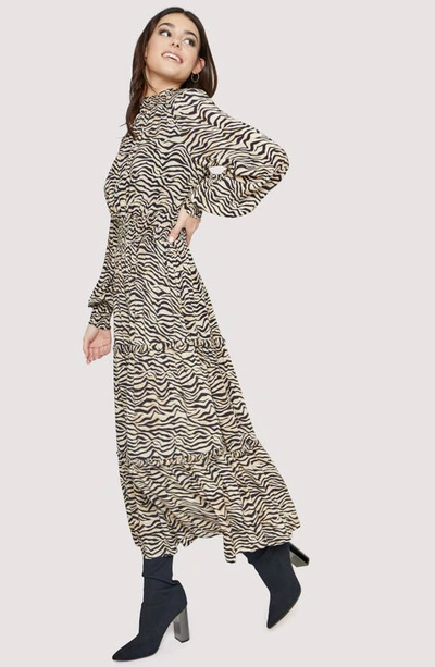 Shop Lost + Wander Can't Be Tamed Long Sleeve Maxi Dress In Black Gold Zebra